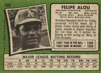 1971 Topps #495 Felipe Alou Back