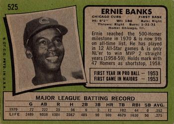 1971 Topps #525 Ernie Banks Back