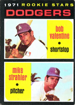 1971 Topps #188 Dodgers 1971 Rookie Stars (Bob Valentine / Mike Strahler) Front