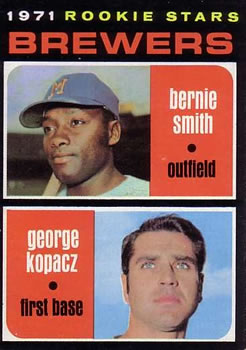 1971 Topps #204 Brewers 1971 Rookie Stars (Bernie Smith / George Kopacz) Front