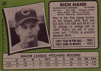 1971 Topps #24 Rich Hand Back