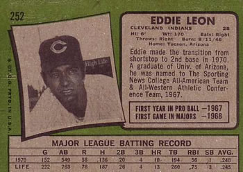 1971 Topps #252 Eddie Leon Back