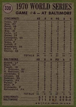1971 Topps #330 1970 World Series Game 4: Reds Stay Alive! Back