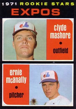 1971 Topps #376 Expos 1971 Rookie Stars (Clyde Mashore / Ernie McAnally) Front