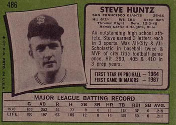 1971 Topps #486 Steve Huntz Back