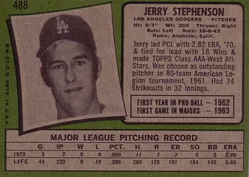 1971 Topps #488 Jerry Stephenson Back