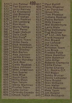 1971 Topps #499 Checklist: 524-643 Back