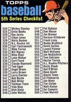 1971 Topps #499 Checklist: 524-643 Front