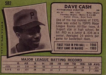 1971 Topps #582 Dave Cash Back