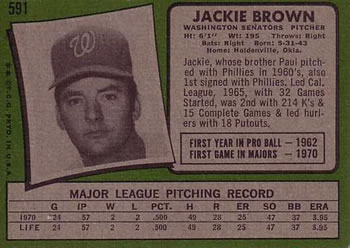 1971 Topps #591 Jackie Brown Back
