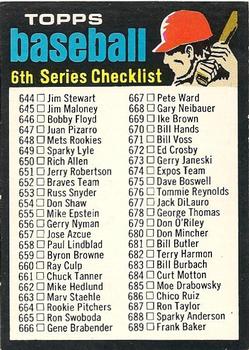 1971 Topps #619 Checklist: 644-752 Front