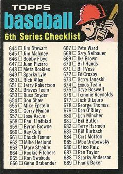 1971 Topps #619 Checklist: 644-752 Front