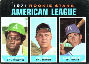 1971 Topps #633 American League 1971 Rookie Stars (Bobby Brooks / Pete Koegel / Scott Northey) Front