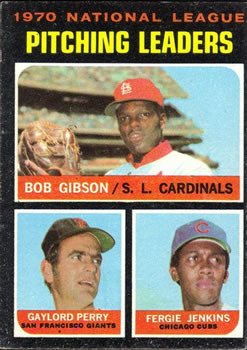 1971 Topps #70 1970 National League Pitching Leaders (Bob Gibson / Gaylord Perry / Fergie Jenkins) Front