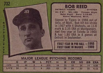 1971 Topps #732 Bob Reed Back