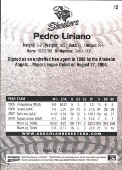 2012 Choice Sugar Land Skeeters #12 Pedro Liriano Back