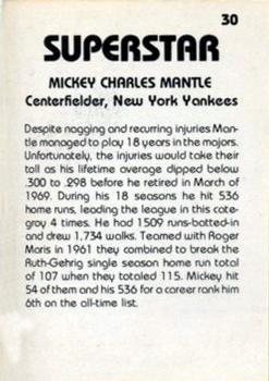 1980 TCMA Superstars #30 Mickey Mantle Back