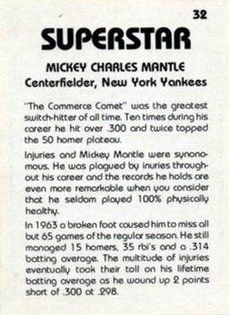 1980 TCMA Superstars #32 Mickey Mantle Back