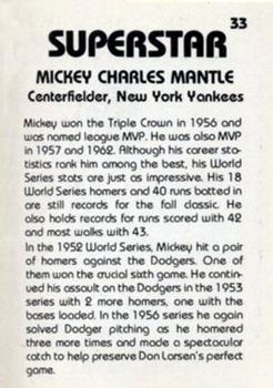 1980 TCMA Superstars #33 Mickey Mantle Back