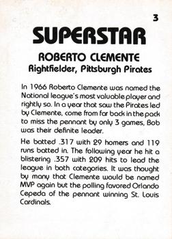 1980 TCMA Superstars #3 Roberto Clemente Back