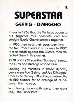 1980 TCMA Superstars #5 Lou Gehrig / Joe DiMaggio Back