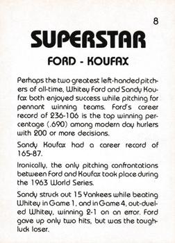 1980 TCMA Superstars #8 Whitey Ford / Sandy Koufax Back
