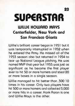 1980 TCMA Superstars #20 Willie Mays Back