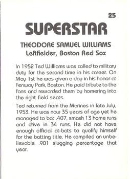 1980 TCMA Superstars #25 Ted Williams Back