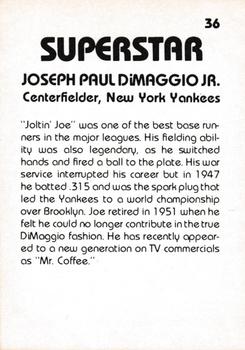 1980 TCMA Superstars #36 Joe DiMaggio Back