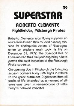 1980 TCMA Superstars #39 Roberto Clemente Back