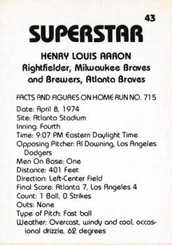 1980 TCMA Superstars #43 Hank Aaron Back