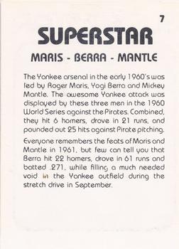 1980 TCMA Superstars #7 Roger Maris / Yogi Berra / Mickey Mantle Back