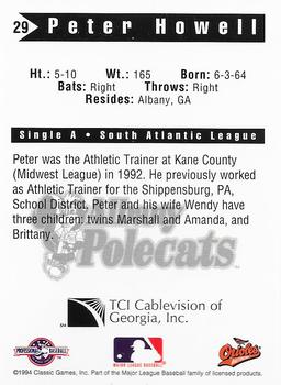 1994 Classic Best Albany Polecats #29 Peter Howell Back