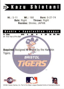 1994 Classic Best Bristol Tigers #23 Kazu Shiotani Back