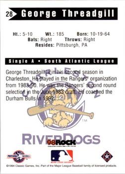 1994 Classic Best Charleston RiverDogs #28 George Threadgill Back