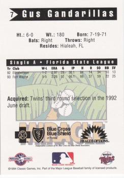 1994 Classic Best Fort Myers Miracle #7 Gus Gandarillas Back
