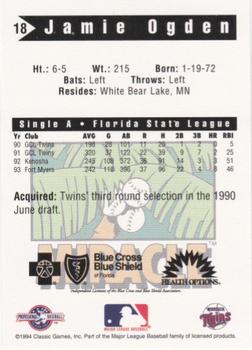 1994 Classic Best Fort Myers Miracle #18 Jamie Ogden Back