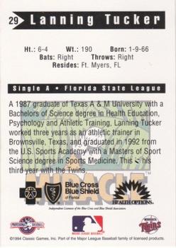 1994 Classic Best Fort Myers Miracle #29 Lanning Tucker Back