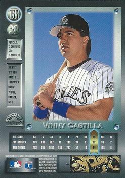 1996 Metal Universe #155 Vinny Castilla Back