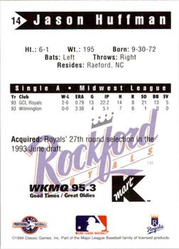 1994 Classic Best Rockford Royals #14 Jason Huffman Back