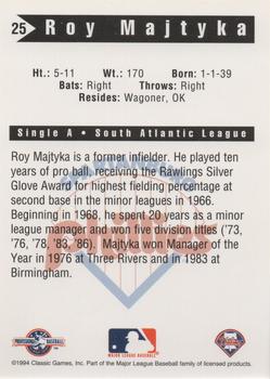 1994 Classic Best Spartanburg Phillies #25 Roy Majtyka Back