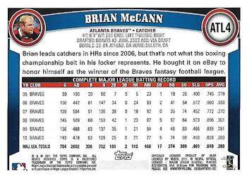 2011 Topps Atlanta Braves #ATL4 Brian McCann Back