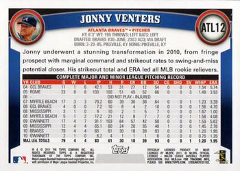 2011 Topps Atlanta Braves #ATL12 Jonny Venters Back