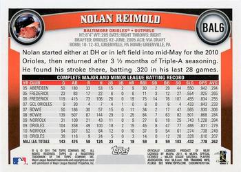 2011 Topps Baltimore Orioles #BAL6 Nolan Reimold Back
