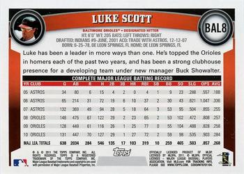 2011 Topps Baltimore Orioles #BAL8 Luke Scott Back