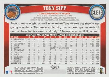 2011 Topps Cleveland Indians #CLE16 Tony Sipp Back
