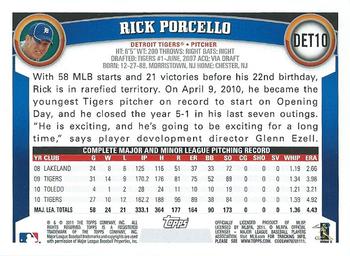 2011 Topps Detroit Tigers #DET10 Rick Porcello Back