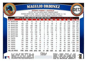 2011 Topps Detroit Tigers #DET2 Magglio Ordonez Back