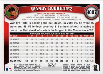 2011 Topps Houston Astros #HOU7 Wandy Rodriguez Back