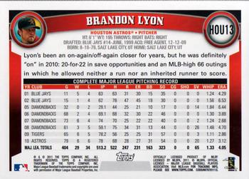 2011 Topps Houston Astros #HOU13 Brandon Lyon Back